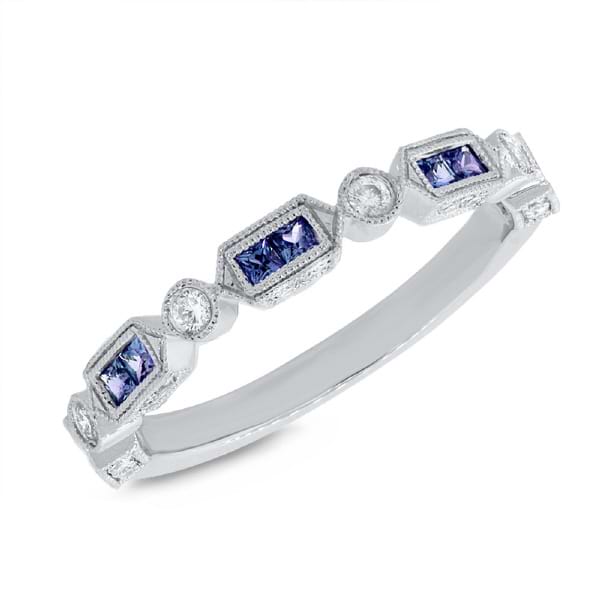 0.21ct Diamond & 0.42ct Blue Sapphire 14k White Gold Lady's Ring
