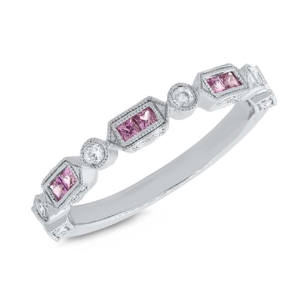 0.21ct Diamond & 0.42ct Pink Sapphire 14k White Gold Lady's Ring