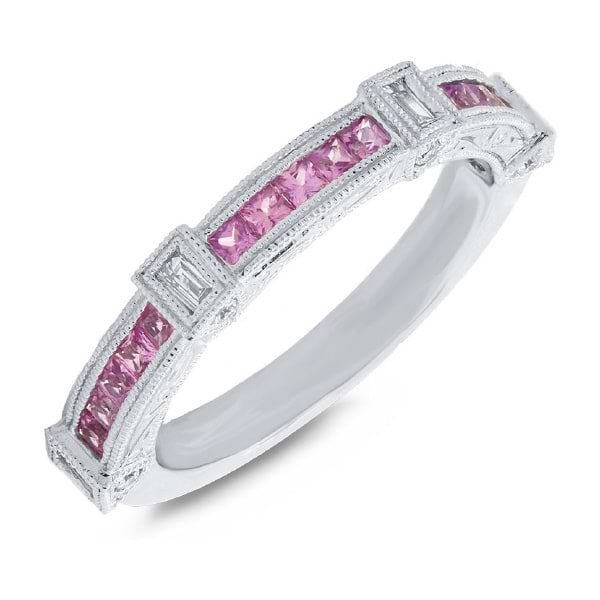 0.19ct Diamond & 0.47ct Pink Sapphire 14k White Gold Lady's Ring