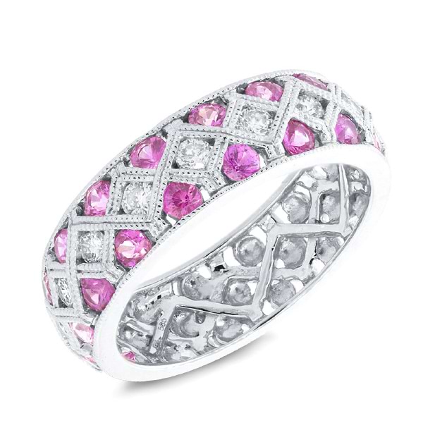 0.40ct Diamond & 1.17ct Pink Sapphire 14k White Gold Lady's Ring