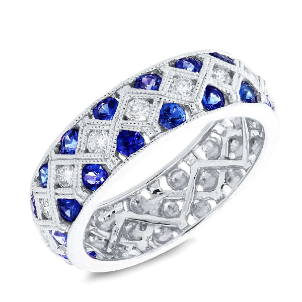 0.40ct Diamond & 1.24ct Blue Sapphire 14k White Gold Lady's Ring