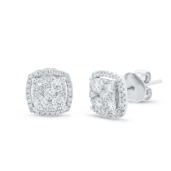 0.97ct 14k White Gold Diamond Cluster Stud Earrings