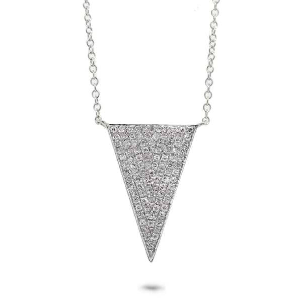 0.27ct 14k White Gold Diamond Pave Triangle Necklace