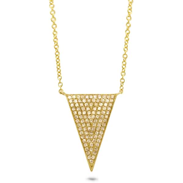 0.27ct 14k Yellow Gold Diamond Pave Triangle Necklace