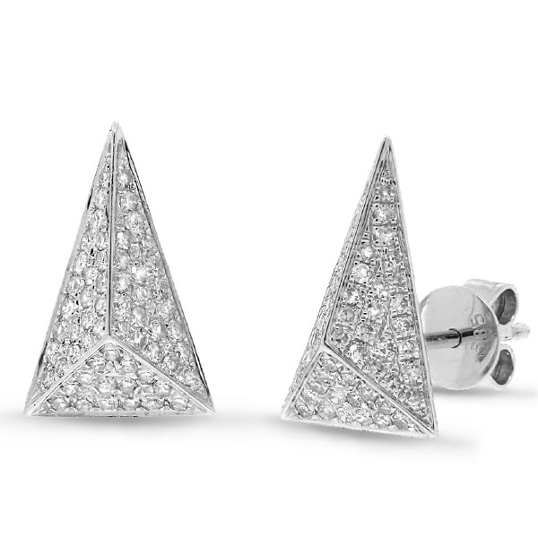 0.34ct 14k White Gold Diamond Pave Pyramid Earrings