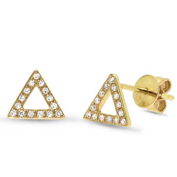 0.10ct 14k Yellow Gold Diamond Triangle Earrings