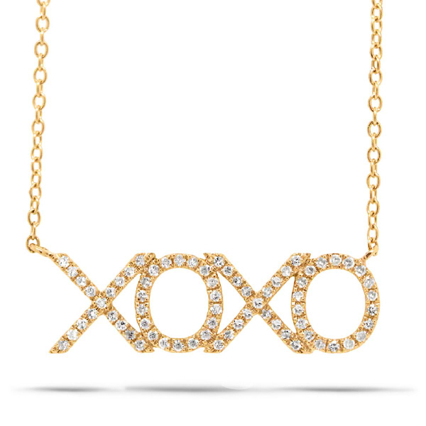 0.19ct 14k Yellow Gold Diamond ''XOXO'' Necklace