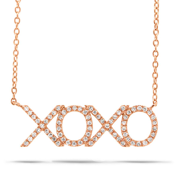 0.19ct 14k Rose Gold Diamond ''XOXO'' Necklace