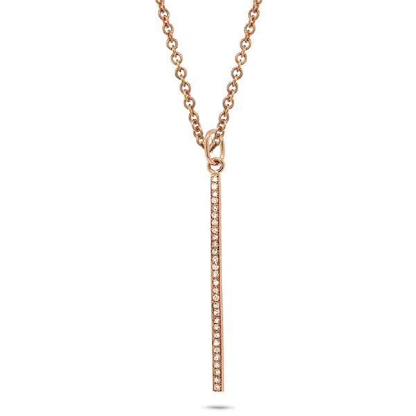 0.11ct 14k Rose Gold Diamond Bar Pendant Necklace
