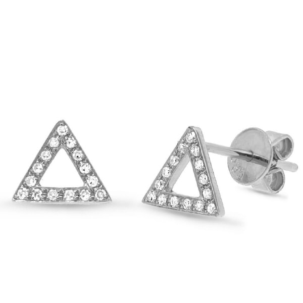 0.10ct 14k White Gold Diamond Triangle Earrings