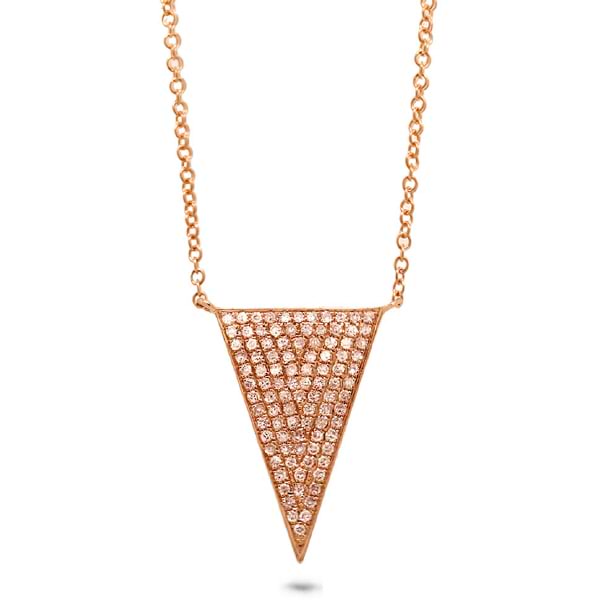 0.27ct 14k Rose Gold Diamond Pave Triangle Necklace