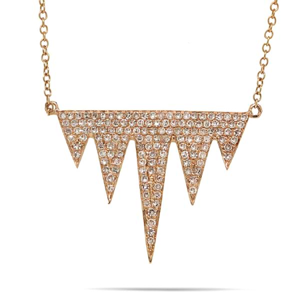 0.44ct 14k Rose Gold Diamond Pave Necklace