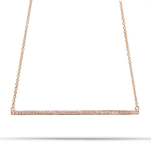 0.27ct 14k Rose Gold Diamond Bar Necklace