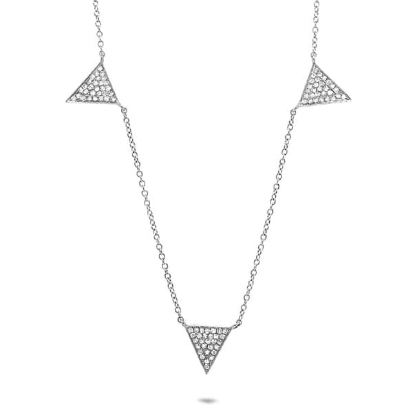 0.23ct 14k White Gold Diamond Pave Triangle Necklace