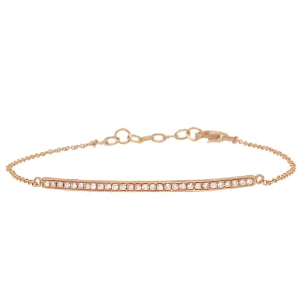 0.17ct 14k Rose Gold Diamond Bar Bracelet