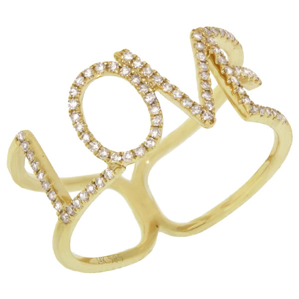 0.20ct 14k Yellow Gold Diamond ''Love'' Ring