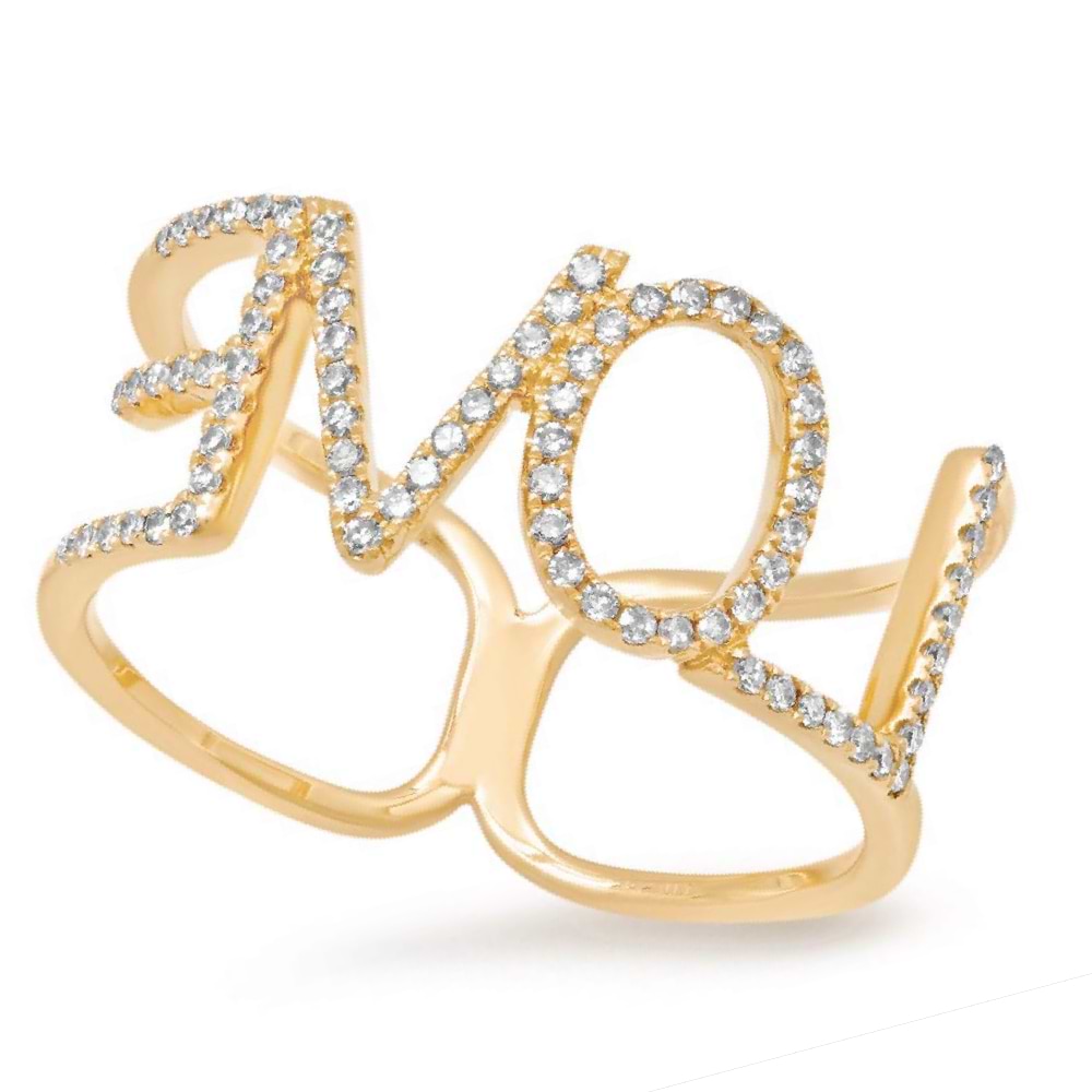 0.20ct 14k Yellow Gold Diamond ''Love'' Ring Size 5.5