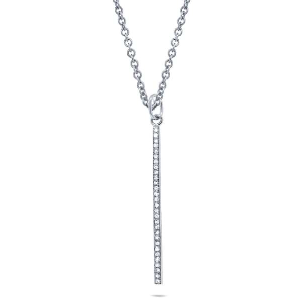 0.11ct 14k White Gold Diamond Bar Pendant Necklace