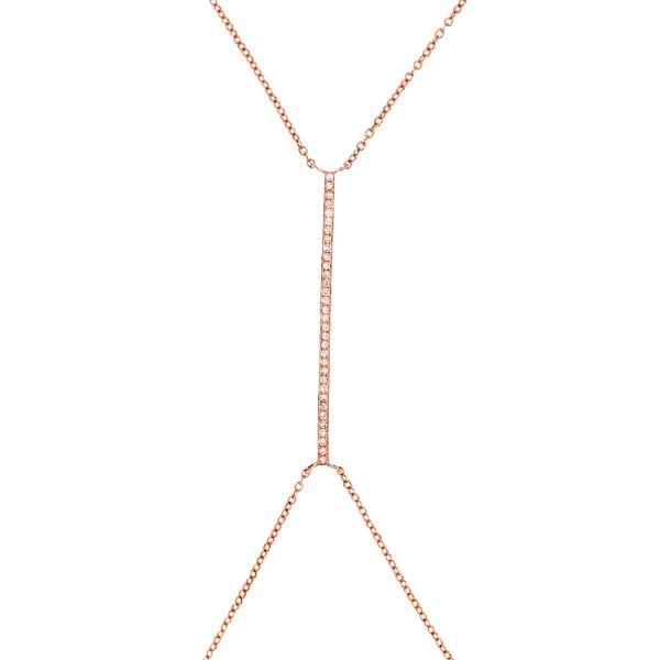 0.10ct 14k Rose Gold Diamond Bar Body Chain Necklace