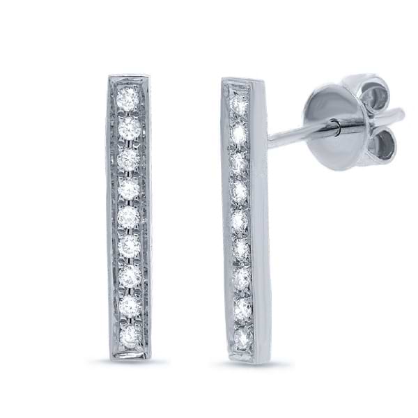 0.14ct 14k White Gold Diamond Bar Earrings