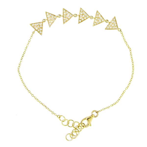 0.22ct 14k Yellow Gold Diamond Pave Triangle Bracelet