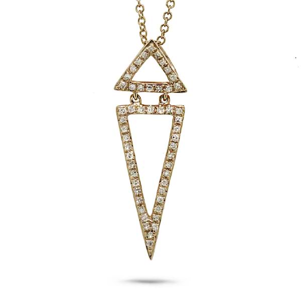 0.18ct 14k Yellow Gold Diamond Triangle Pendant Necklace