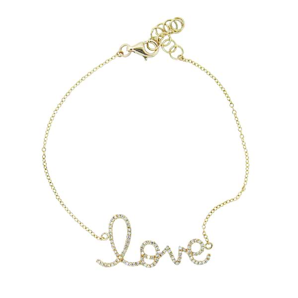 0.17ct 14k Yellow Gold Diamond ''Love'' Bracelet