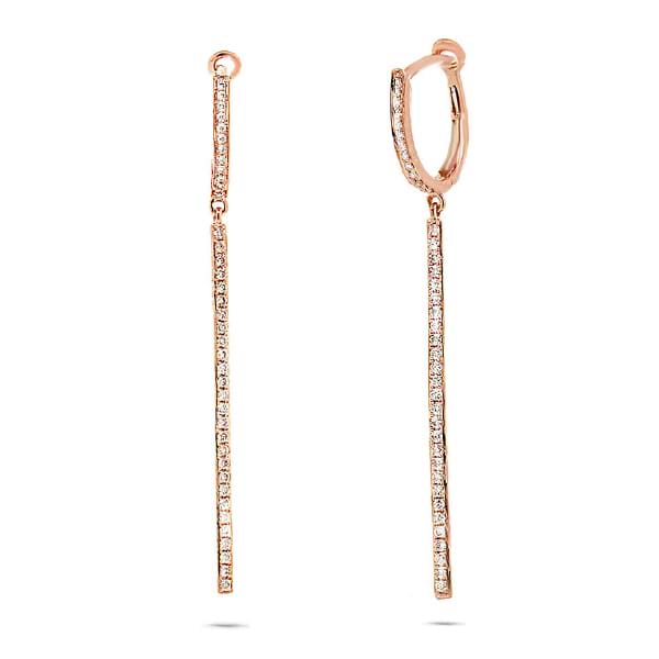 0.48ct 14k Rose Gold Diamond Bar Earrings