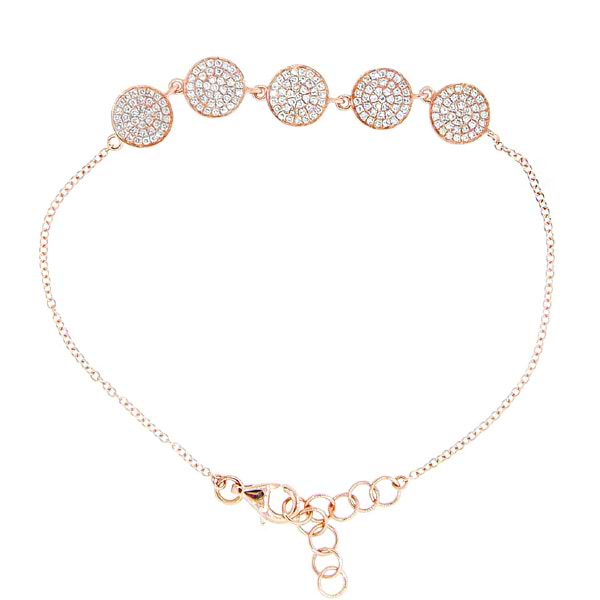 0.46ct 14k Rose Gold Diamond Pave Circle Bracelet