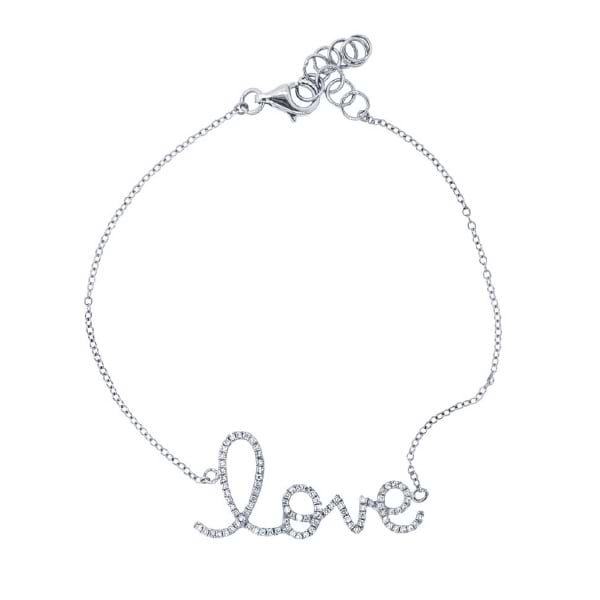 0.17ct 14k White Gold Diamond ''Love'' Bracelet