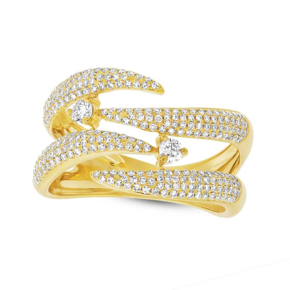 0.70ct 14k Yellow Gold Diamond Pave Lady's Ring