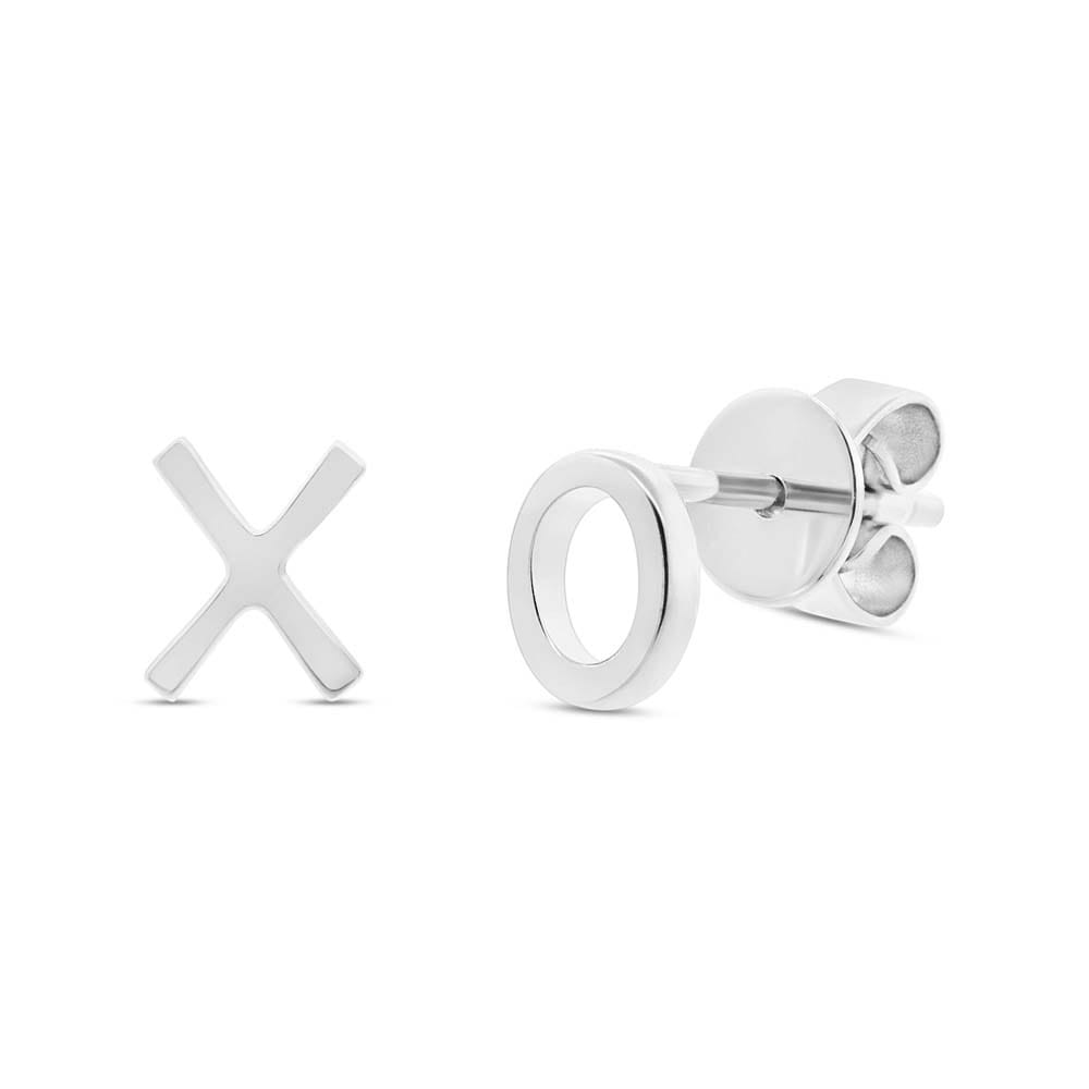 14k White Gold ''xo'' Stud Earrings