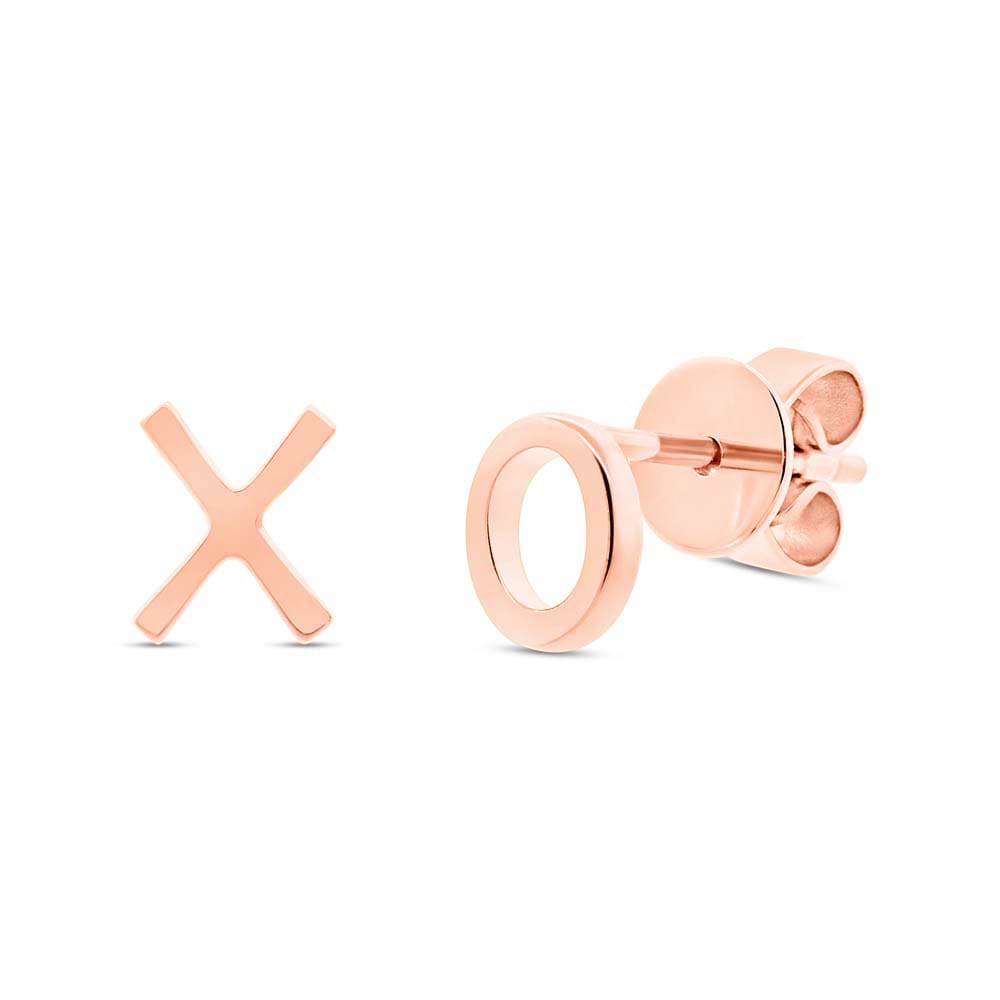 14k Rose Gold ''xo'' Stud Earrings