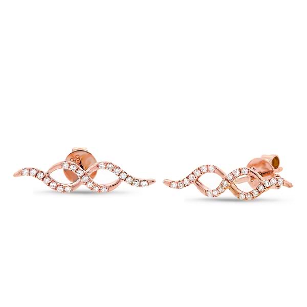0.14ct 14k Rose Gold Diamond Ear Crawler Earrings