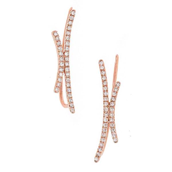 0.20ct 14k Rose Gold Diamond Ear Crawler Earrings