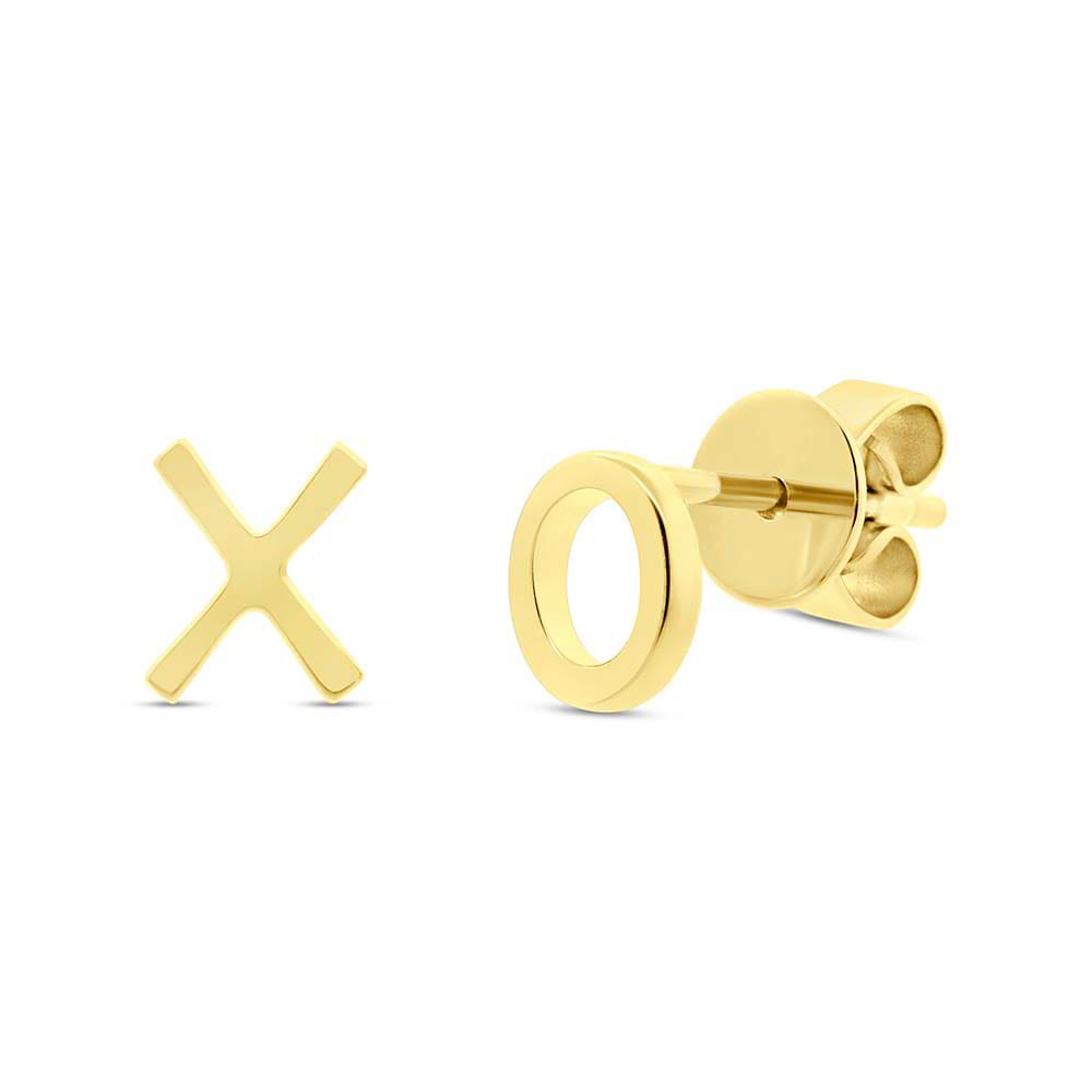 14k Yellow Gold ''xo'' Stud Earrings