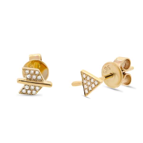 0.05ct 14k Yellow Gold Diamond Arrow Earrings