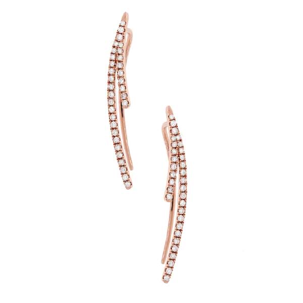 0.19ct 14k Rose Gold Diamond Ear Crawler Earrings