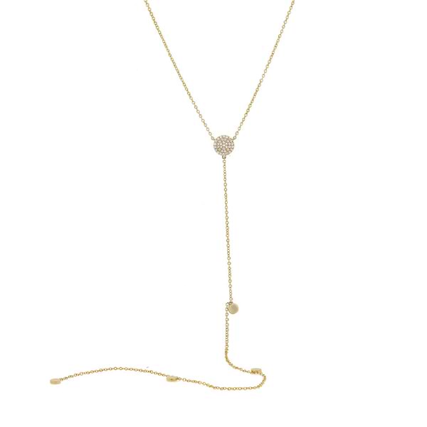 0.12ct 14k Yellow Gold Diamond Lariat Necklace