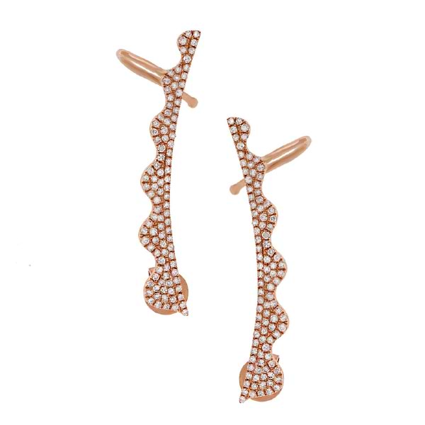 0.45ct 14k Rose Gold Diamond Ear Crawler Earrings