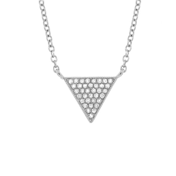 0.07ct 14k White Gold Diamond Pave Triangle Necklace