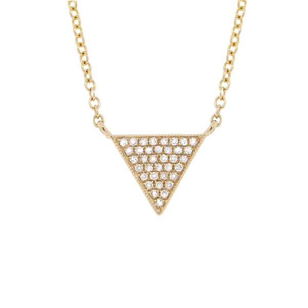 0.07ct 14k Yellow Gold Diamond Pave Triangle Necklace