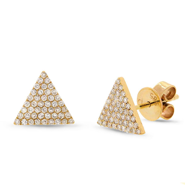 0.24ct 14k Yellow Gold Diamond Pave Triangle Earrings