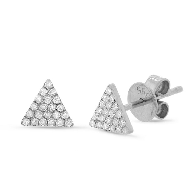 0.12ct 14k White Gold Diamond Pave Triangle Earrings