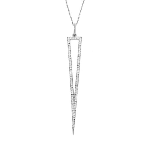 0.24ct 14k White Gold Diamond Triangle Pendant Necklace