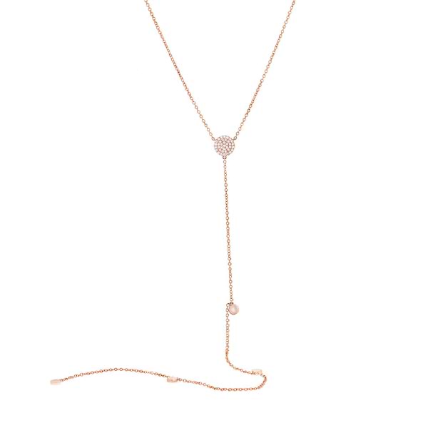0.12ct 14k Rose Gold Diamond Lariat Necklace