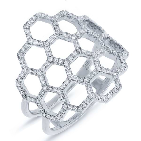 0.47ct 14k White Gold Diamond Honeycomb Ring