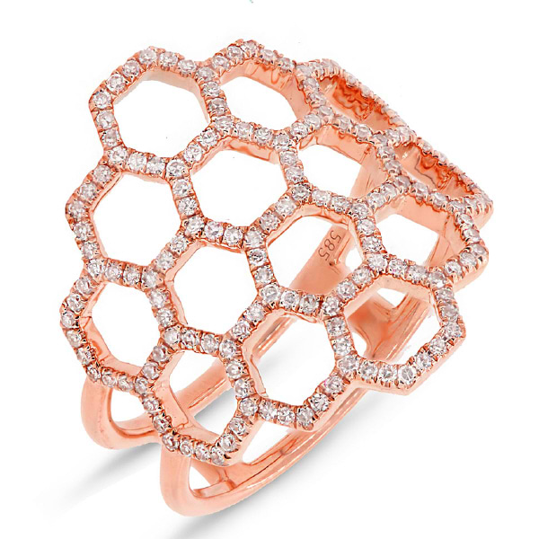 0.47ct 14k Rose Gold Diamond Honeycomb Ring