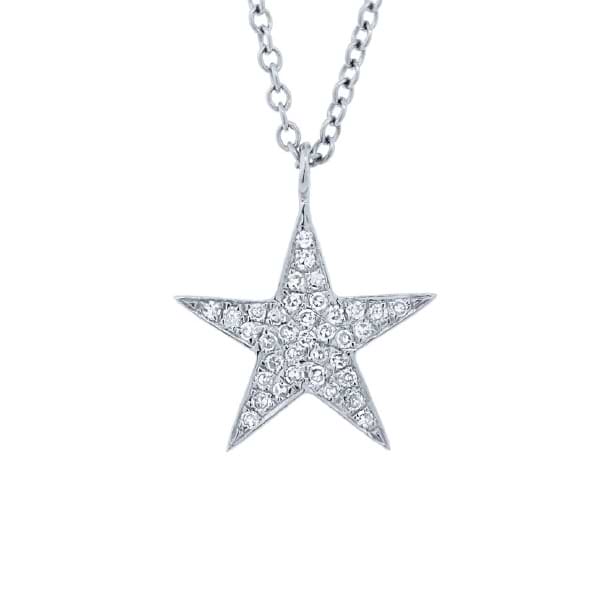 0.09ct 14k White Gold Diamond Star Pendant Necklace