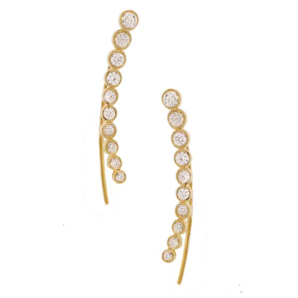 0.75ct 14k Yellow Gold Diamond Ear Crawler Earrings